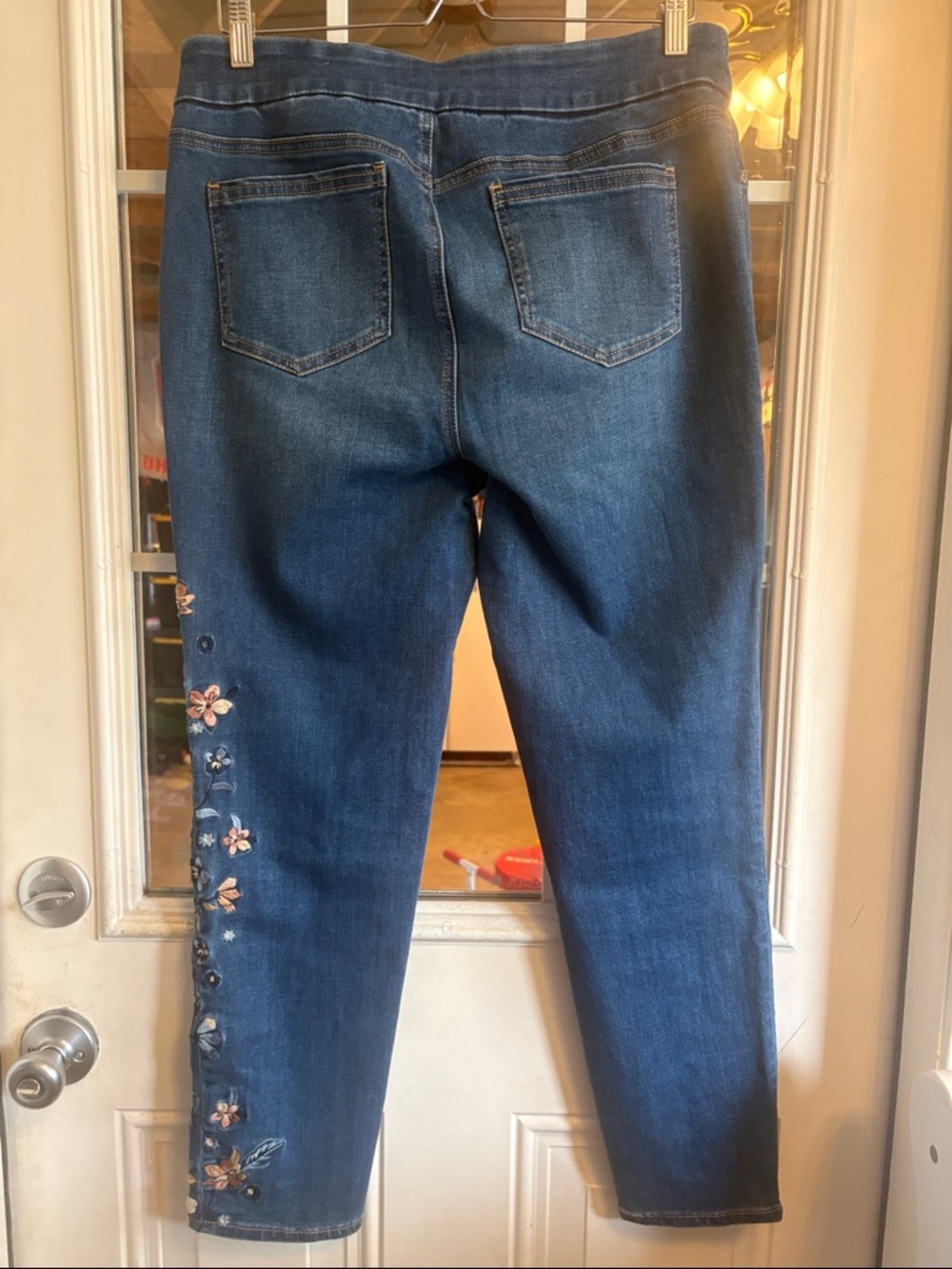 Chico's Dark Blue Ankle Jeans with Floral Embroidery - Picture 8 of 9